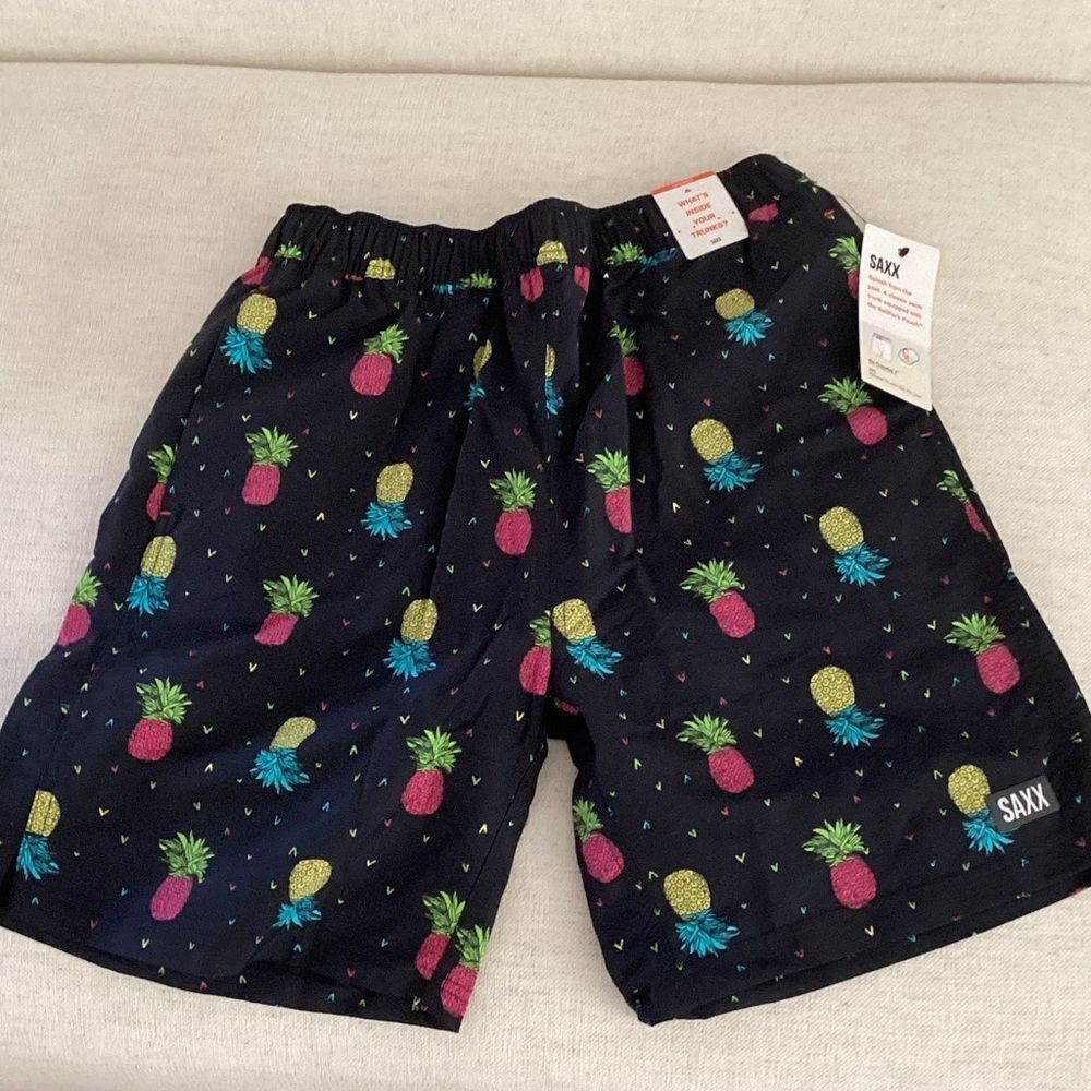 SAXX Go Coastal 2N1 7-Inch Swim Shorts, Black, Size Small, NWT